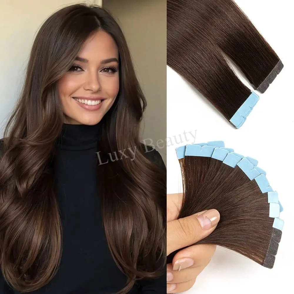 Blonde Mini Tape in Human Hair Extensions Double Side Seamless Natural Straight Black Brown Tape Ins Hair Extensions 10pcs/set