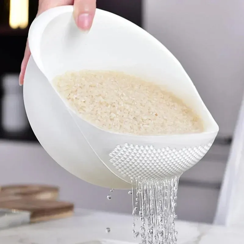 1pc - Plastic Drain Basket Filter Rice Bowl Drain Basket Fruit Bowl Laundry Basket Handle Home Kitchen Organizer
