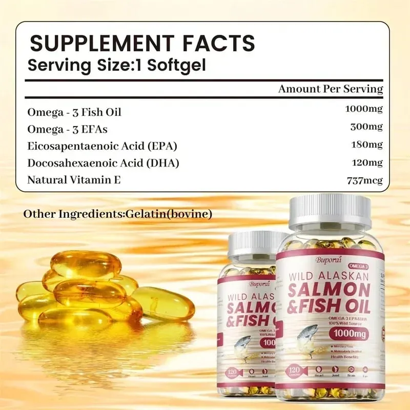 Lachsfischöl – reich an EPA+DHA, unterstützt die Gesundheit der Gelenke, des Gehirns und der Augen, verbessert die Immunfunktion und wirkt antioxidativ