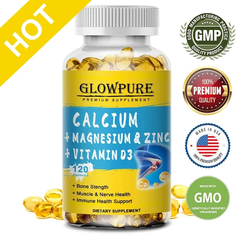 Calcium Magnesium Zinc Vitamin D3 - for Muscle Bone Joint Nervous Immune System Dietary Natural Health Supplement