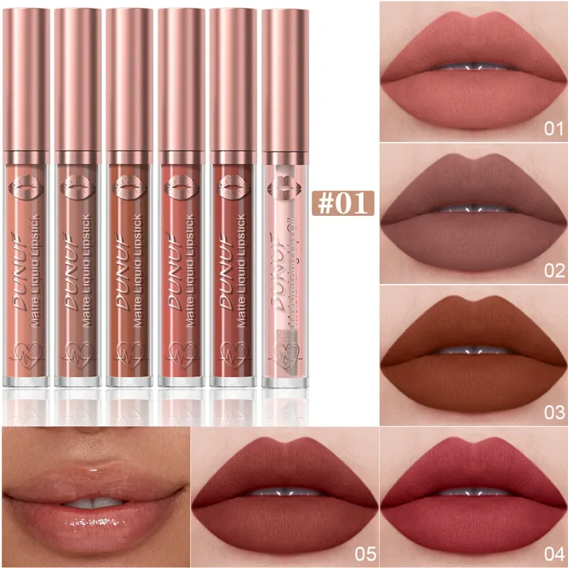6 PCS Velvet Matte Liquid Lipstick Set Waterproof Long Lasting Nude Rose Red Lip Oil For Moisture And Shine