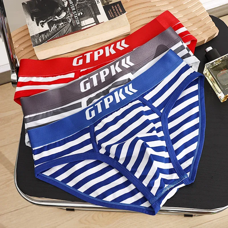 Striped 3pcs Cotton Underwear Men Brief Panties Mens Briefs BoxerShorts Man Male Underpants Size M-3XL E204-HR — image 10
