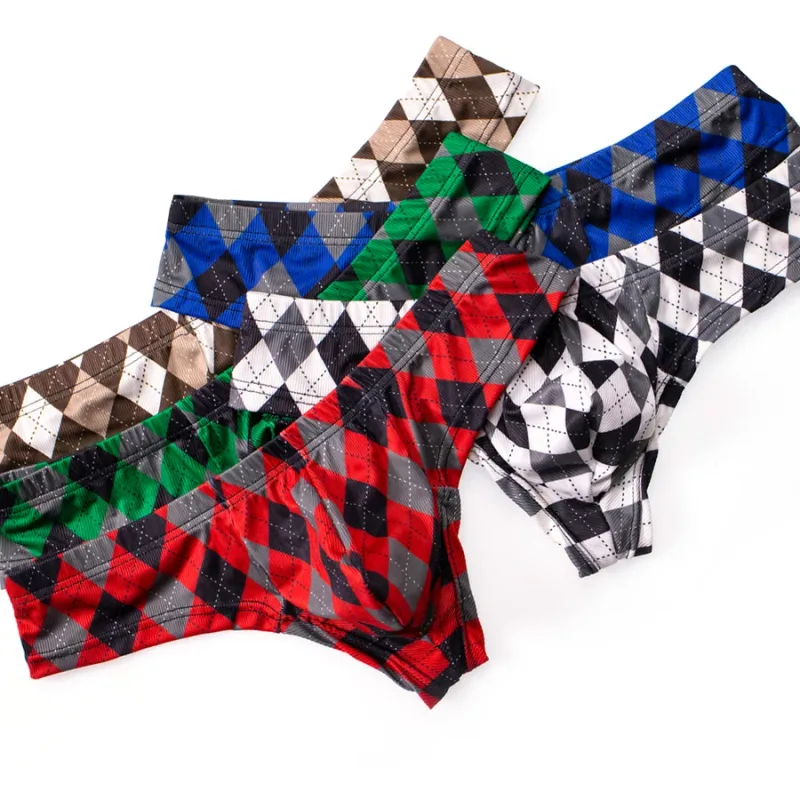 4pcs Breathable Plaid Thin Sexy Man's Underwear Briefs Quick-drying Men's Briefs Bikini Gay Underwear Men's lingerie Sexi Y32 — image 11