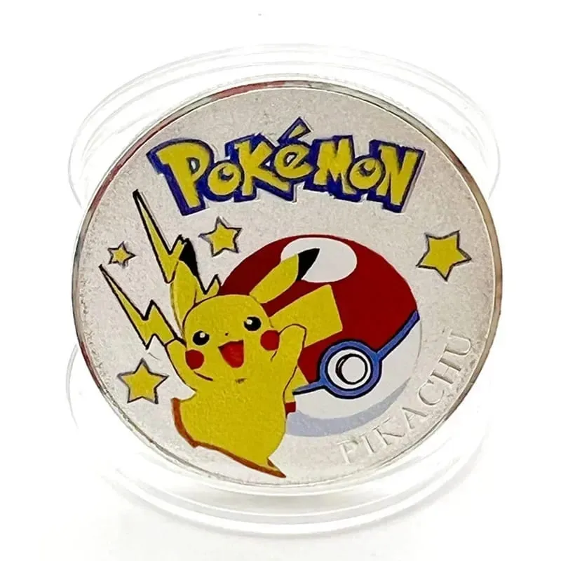 Syiling Emas Pokemon Pikachu Anime Commemorative Coin Charizard Golden Round Metal Syiling Mainan — image 23