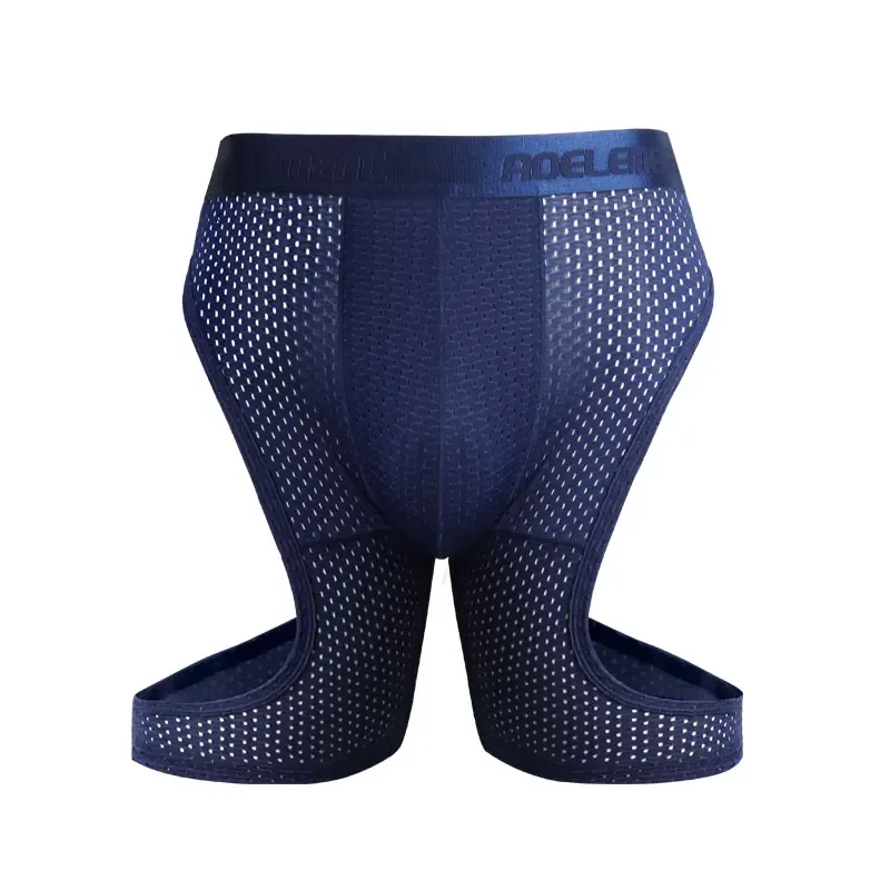 Sports Underwear Men's Fitness Ice Silk Thin Training Quick Drying Running Extended Anti-Wear Leg Non-Wearing Boxer Briefs