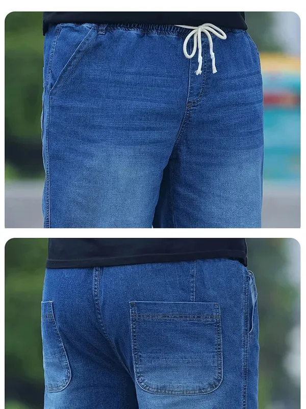 8XL Oversized Jeans For Men Elastic Waist Loose Fit Comfortable Denim Pants Plus Size 150KG Casual Streetwear Trousers New — image 7