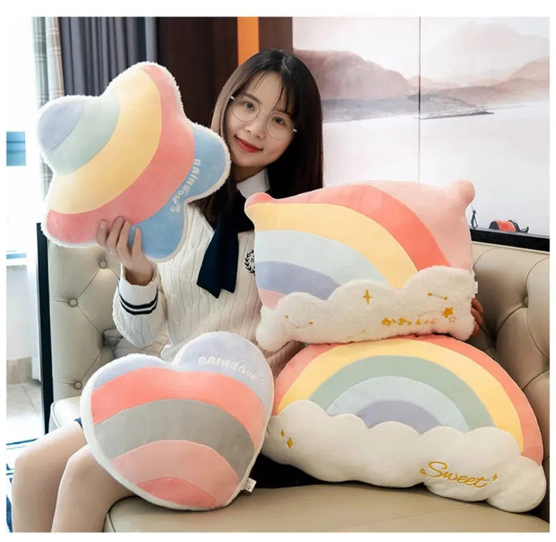INS HOT Candy Color Cloud Star Plush Pillow Colorful Rainbow Crown Pillow Cushion Sofa Home Decoration Throw Pillow Toy — image 8
