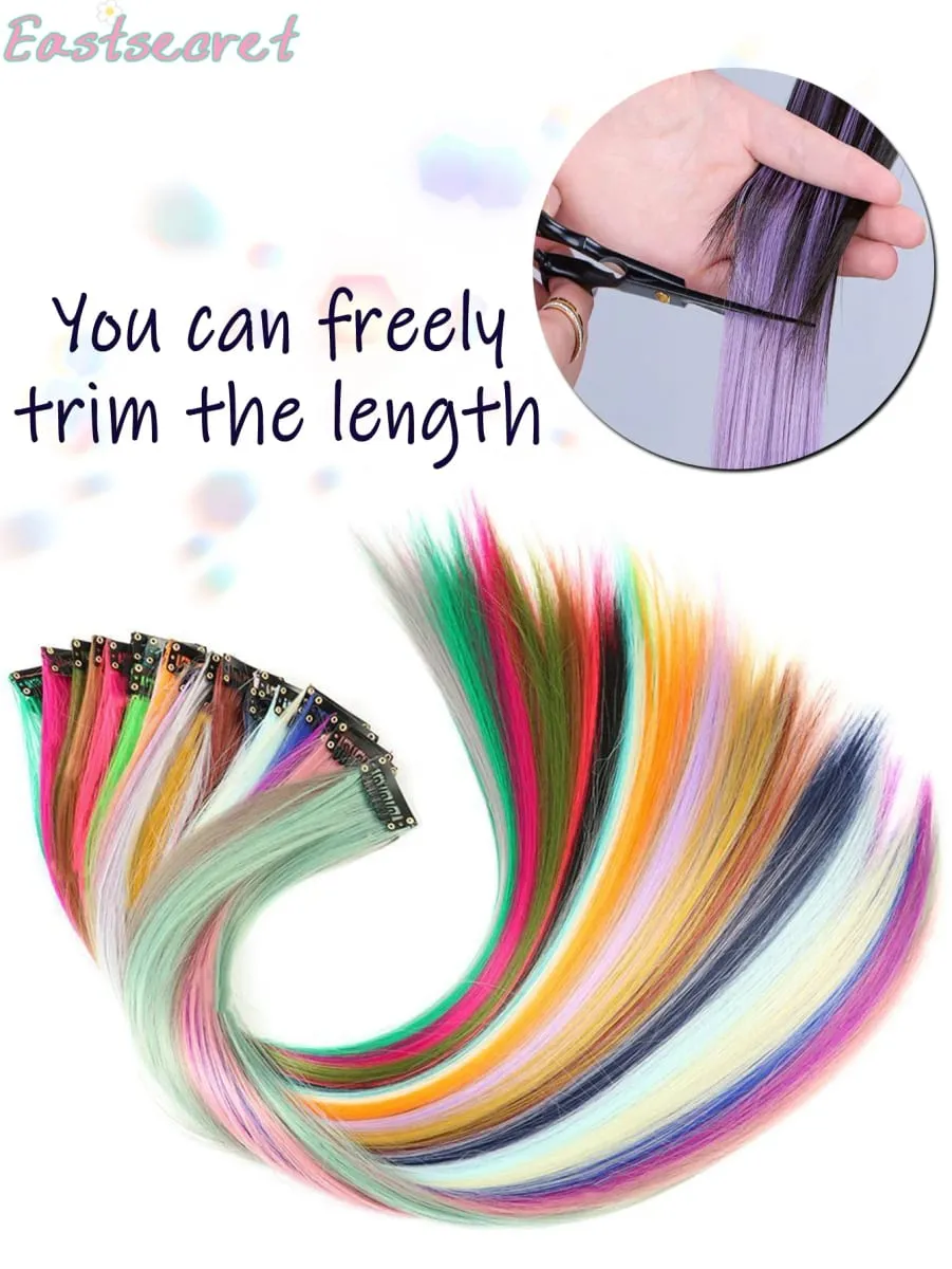 Long Straight Hair In Extensions Synthetic Clip In Hair Extensions for Women Halloween Christmas Party Cosplay Multiple Colors — image 3