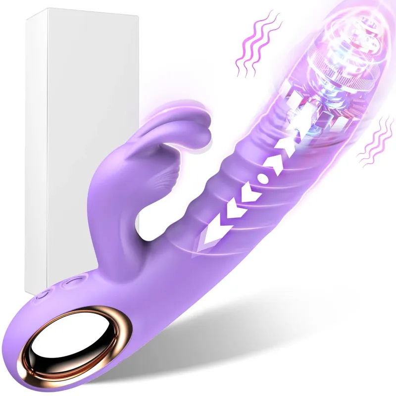 ארנב דחף G Spot Vibrator דילדו אנאלי עם 10 רטט דחף נוזלי סיליקון עיסוי ואגינלי צעצועי מין למבוגרים לנשים