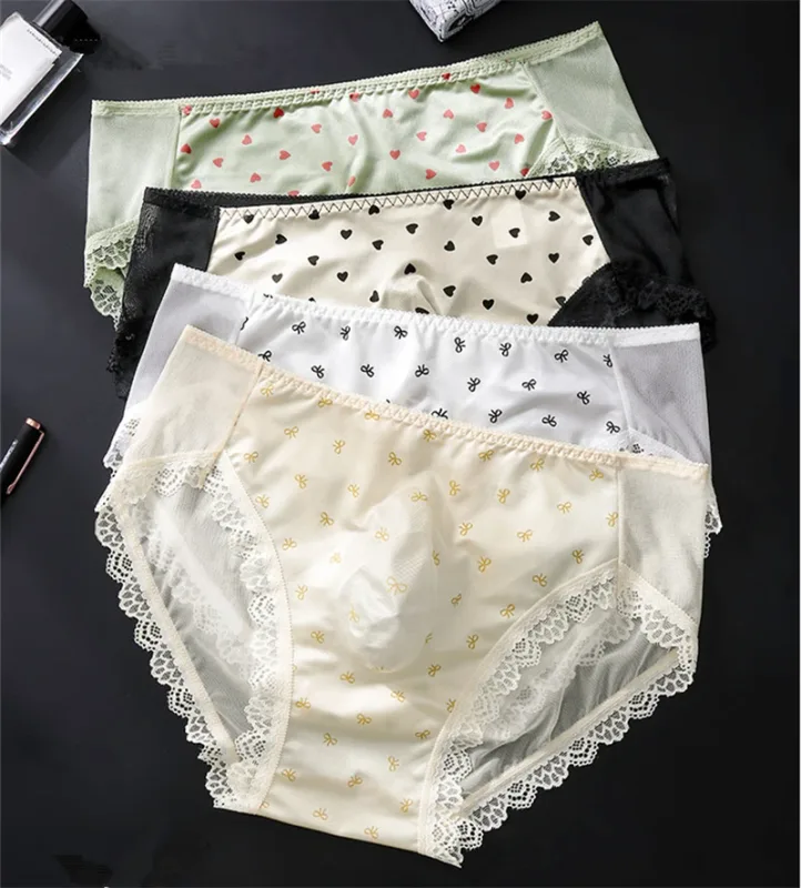 Miękka bielizna męska kokardka z nadrukiem koronkowa calzoncillos hombre 3D przestrzeń dorośli 18 plus rozmiar cueca nude uczucie sissy cuecas masculino