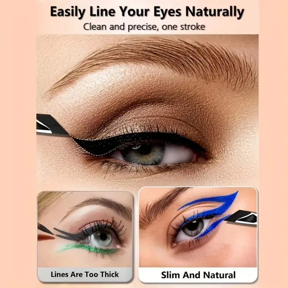 5 st Precision Eyeliner Brush Set Vinklade Eyeliner ögonbrynsborstar med långt handtag för nybörjare Make-up Artist ögonmakeup borste — image 5