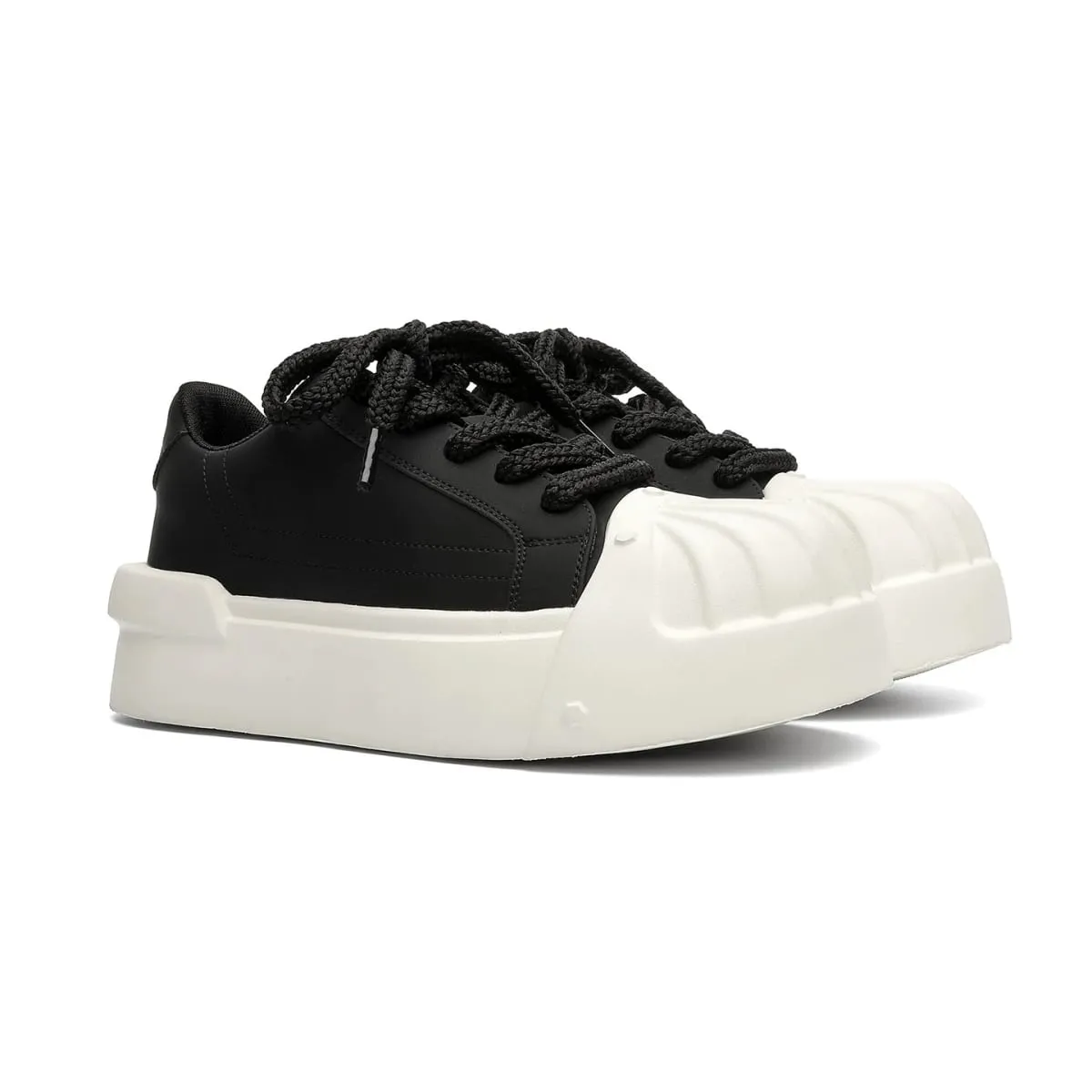 Wanita Lelaki Sneakers Low-top Shell-head PU Kulit Tapak tebal Mentinggikan Uniseks Riadah Bergaya Kasut Retro Lelaki Jurulatih Chunky — image 8