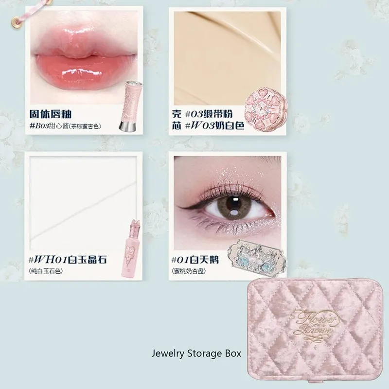 Flower Knows Makeup Profissional Completa Eye Shadow Air Cushion CC Cream Blush Lipstick & Mascara Jewelry Storage Box Gift Set