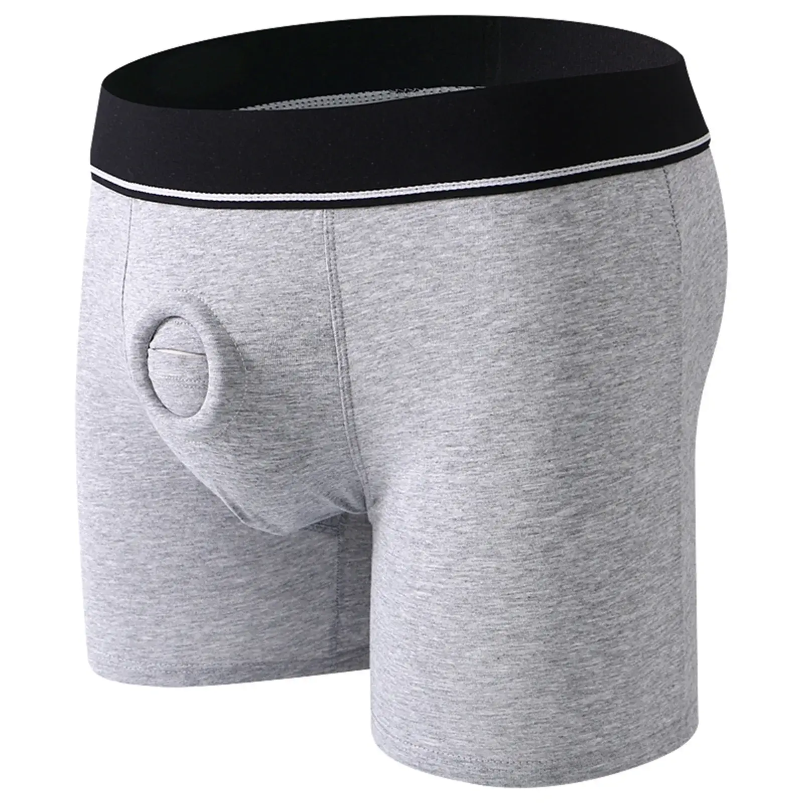 Cock Ring Männer Sexy Jock Loch Boxer Cockring Mann Shorts Unterwäsche Baumwolle Höschen Offene Tasche Unterhose Lange Boxershorts — image 2