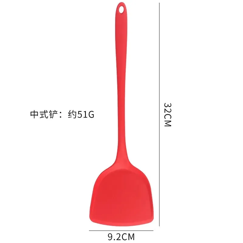 8ps Household black Silicone kitchenware 8-piece set of Chinese spaghetti spoon salad spaghetti spaghetti spaghetti，Rice spoon，