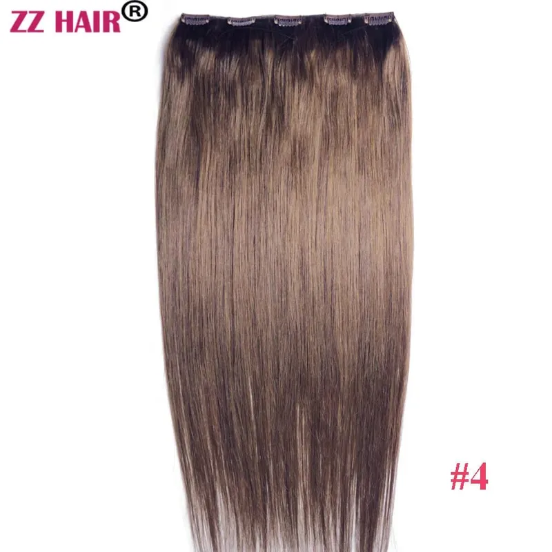 100% Brazilian Human Remy Hair Extensions 16"-26" 5 Clips 1pcs Set No-lace 100g-200g Clips In One Piece Natural Straight