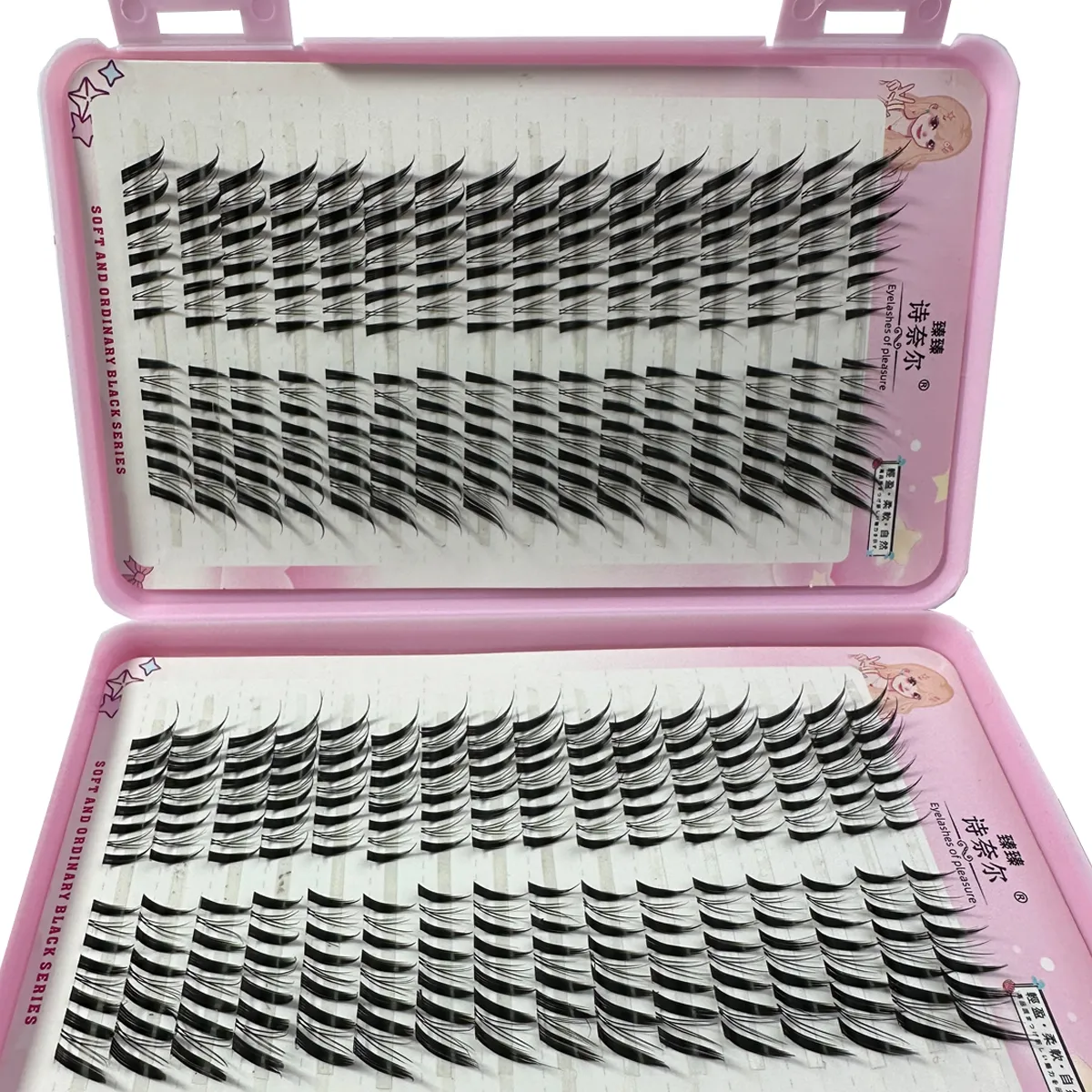 32 řad Fox Eye Manga Cluster Lashes Řasy Kočičí Eye Řasy Individuální řasy Přirozený vzhled DIY Prodloužení řas Objem Shluky řas