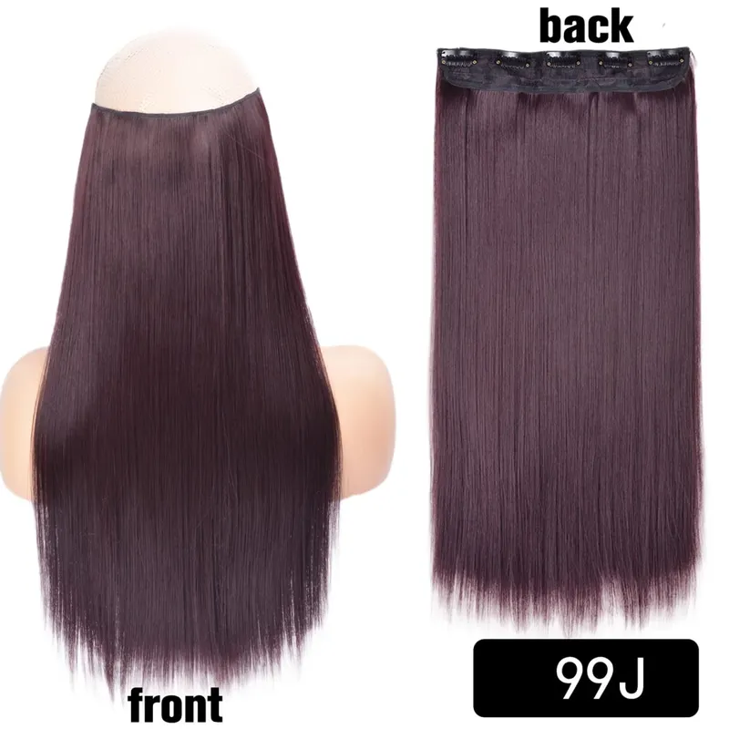 Long Straight Curly One Piece 5clips Clip-in Extensions 22Inch Heat Resistant Hairstyles Colour Mix Blonde Hair Piece For Women — image 57