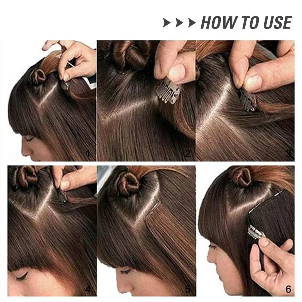 Long Straight Hairstyle 8 Clips In Hair Extensions Blonde 60CM Natural Synthetic Hair Daily Use Hairpiece Fake Hair — image 7