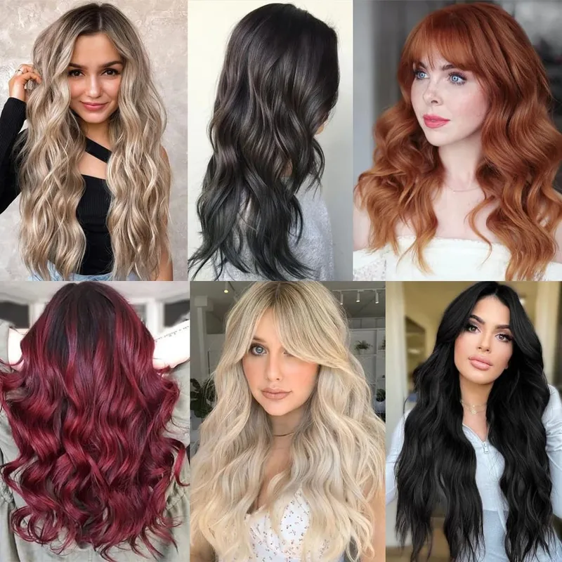 Synthetic No Clip Adjustable Fish Line Hair Extensions Natural Blonde Brown Long Wavy Heat Resiatant Hairpiece For Women