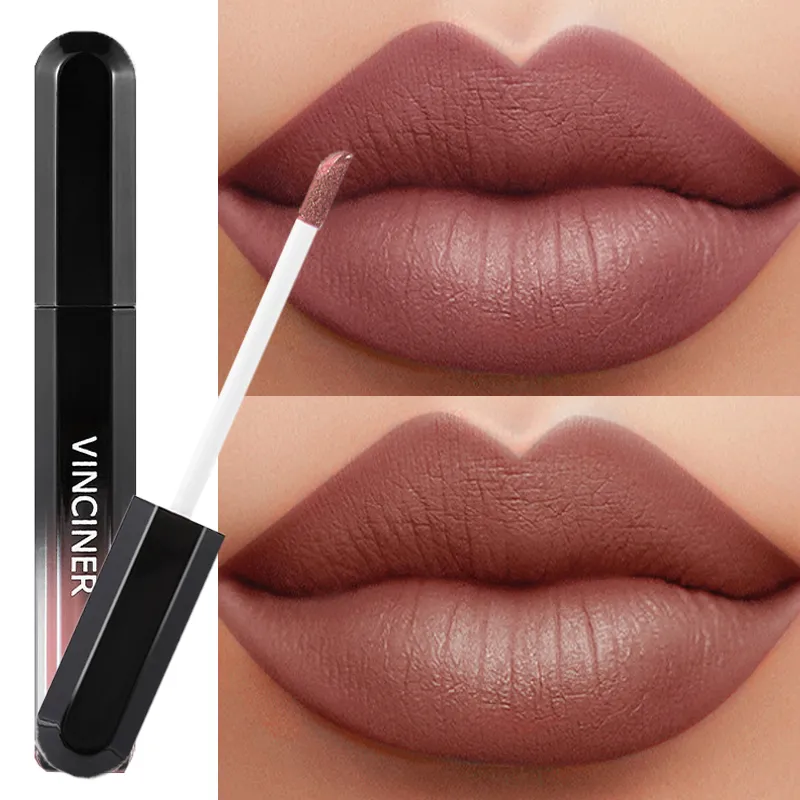 12 Colors Liquid Lipstick Matte Dark Brown Lip Gloss Cosmetic Waterproof Red Lip Glaze Non-stick Cup LongLasting Lip Tint Makeup — image 1