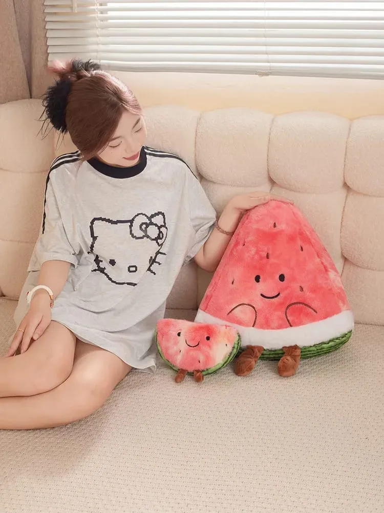 Oreiller en peluche en forme de tranche de pastèque, 23/45cm, visage souriant, mignon, triangulaire, Fruit rouge, coussin avec jambes, décoration en peluche, cadeau — image 8