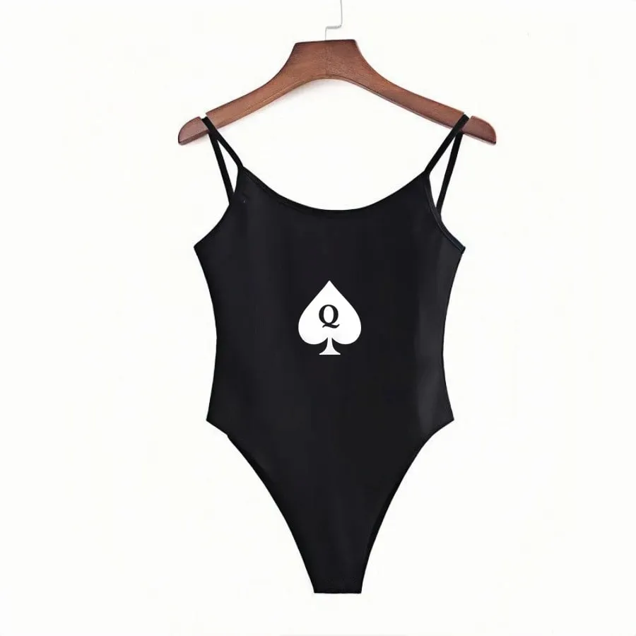 Queen of Spades Sexy Backless U-Shaped Camisole Top Solid Color Triangle Tight Jumpsuit — image 5