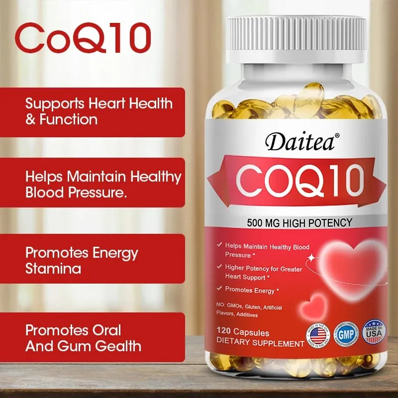 Coenzyme Q10 Capsules High Concentration Vegetarian Supports Blood Circulation Stress Health and Physical Energy Antioxidant — image 1
