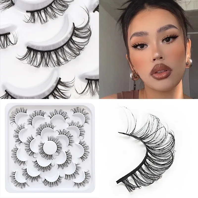 10 Pairs Russian DD Curl Bulk Fluffy Strip Lashes Natural Soft False Eyelashes Reusable Handmade Eye Lashes for Daily&Party — image 3