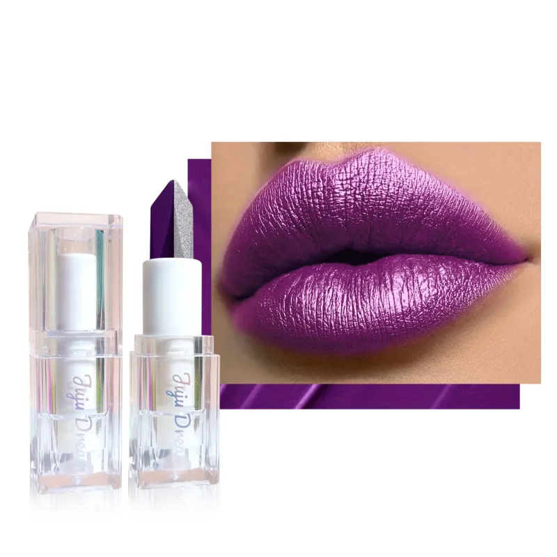 Dual-Color Gradient Mermaid Lipstick Shimmer Shiny Purple Moisturizing