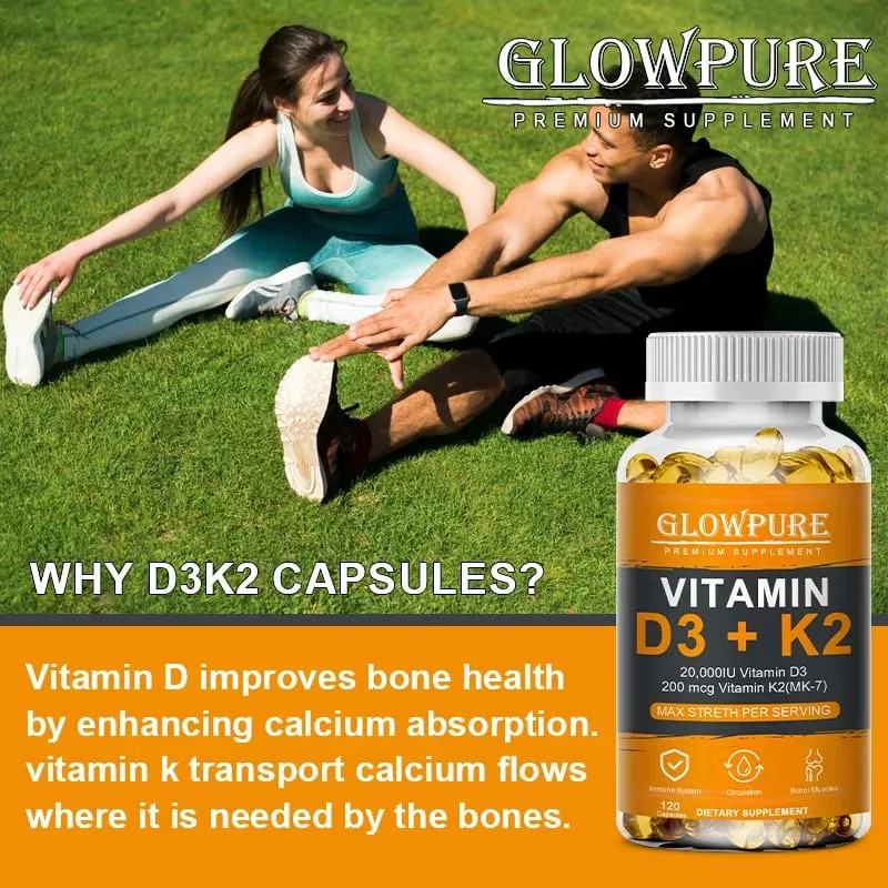 D3 K2 Vitamins Capsule for Bones Joint Calcium Absorption Cardiovascular Immune System Daily Health Supplement — image 5