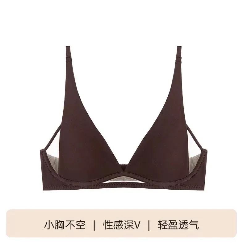 Französischer Triangel-BH mit Hasenohren, tiefem V, kabelloses Bralette für kleine Brüste, keine Lücke, sexy Dessous-Set, atmungsaktiv, Sommer, dünn — image 9