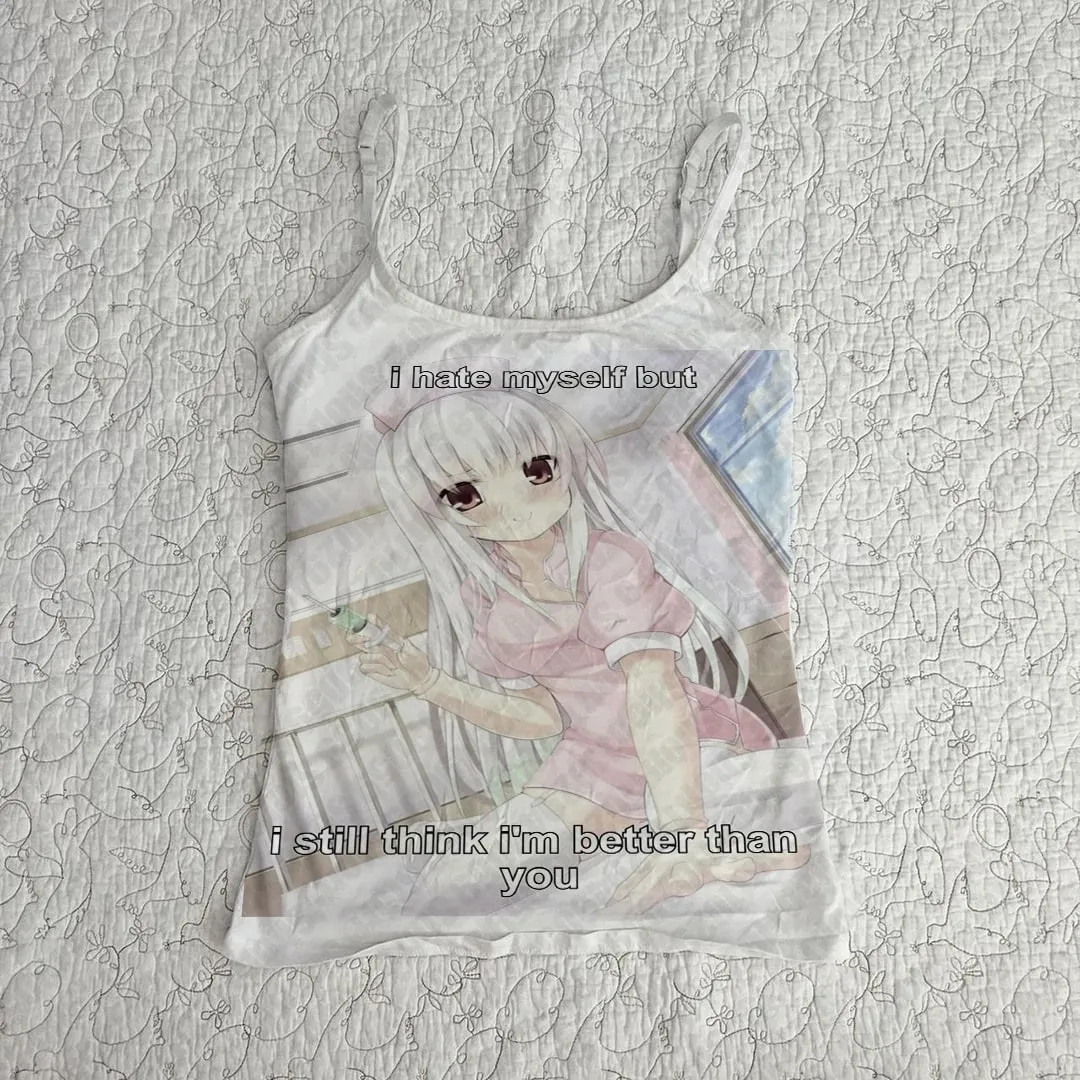 2000s Tops Gothic Camisole Top Printing Grunge Crop Top Y2k Style Clothes Vintage Punk Women's Corset Tank Top Emo girl Baby Tee