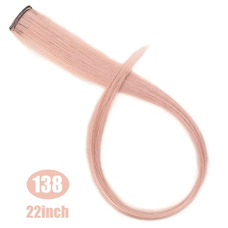Lupu Synthetic Long Straight Rainbow Highlight Colored Hair Extensions Clip In Fake Hair Pieces For Women Heat Resistant — image 51