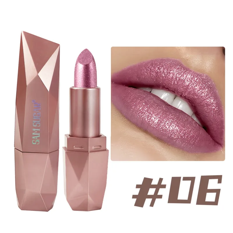 Diamond Glitter Lipstick Long Lasting Waterproof Moisturizing Highly Pigmented Metallic Shine Pearlescent Non Stick Cup Lipstick — image 11