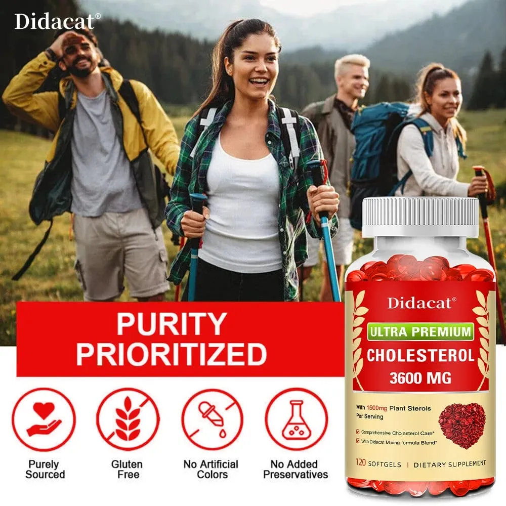 Cholesterol Supplements with Niacin Red Yeast Rice Bergamot Omega-3 & Garlic Advenced Absorption Formula 30/60/120 Softgels — image 6