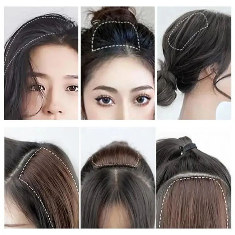 4Inch Synthetic Clip In Hairpiece Hairpin One Piece Seamless Artificial Hair Pad Black Natural Hair Extensions Fake for Women — image 7