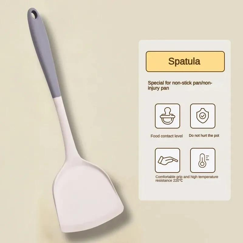 1/2/3/4set Grey white silicone spatula soup spoon set non-stick pan cooking tools kitchen cooking kit