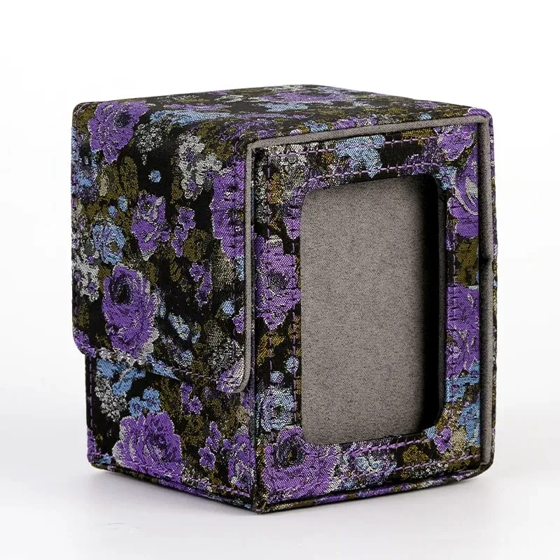 100+ Trading Card Deck Box Holder With Display Window Flower Series TCG Game Magnetic Closure Card Organizer Storage Box Gift