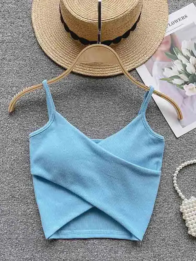 Irregular Casual Sport Camisole Women Strap Design Solid Fashion 2024 Y2K Elegant Ladies Chic Slim Tank Tops — image 10