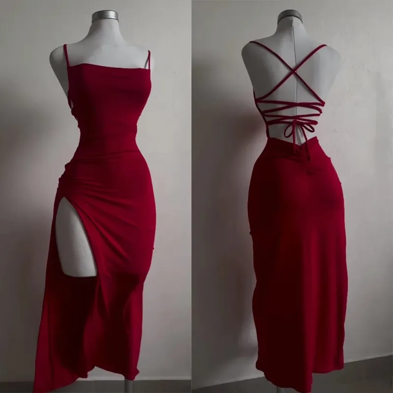 2025 explosive new dress summer high sensibility halter strap Spice Girl bag hip dress — image 1