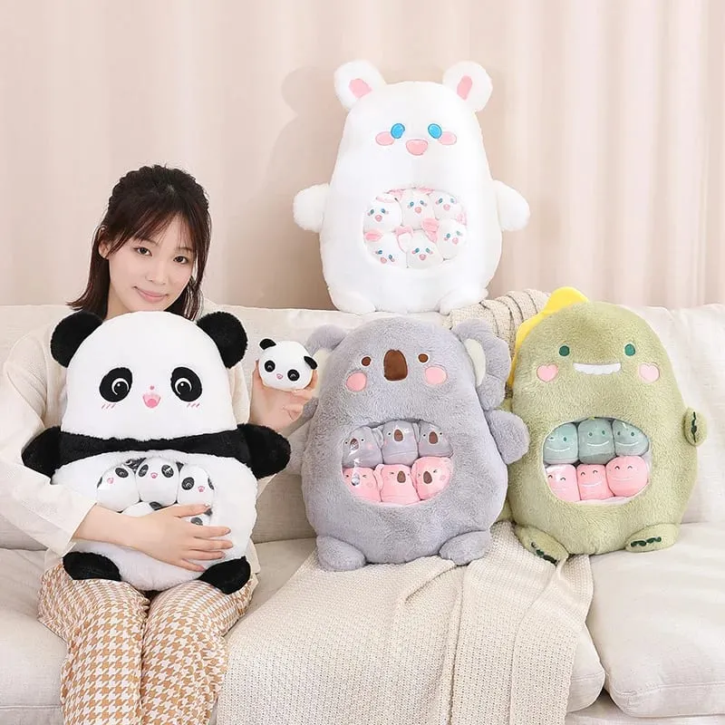 6Pcs Small Toys Inside Cute Panda Koala Rabbit Dinosaur Cartoon Animals Plush Pillow Soft Stuffed Sofa Cushion Homdecor Pillow — image 7