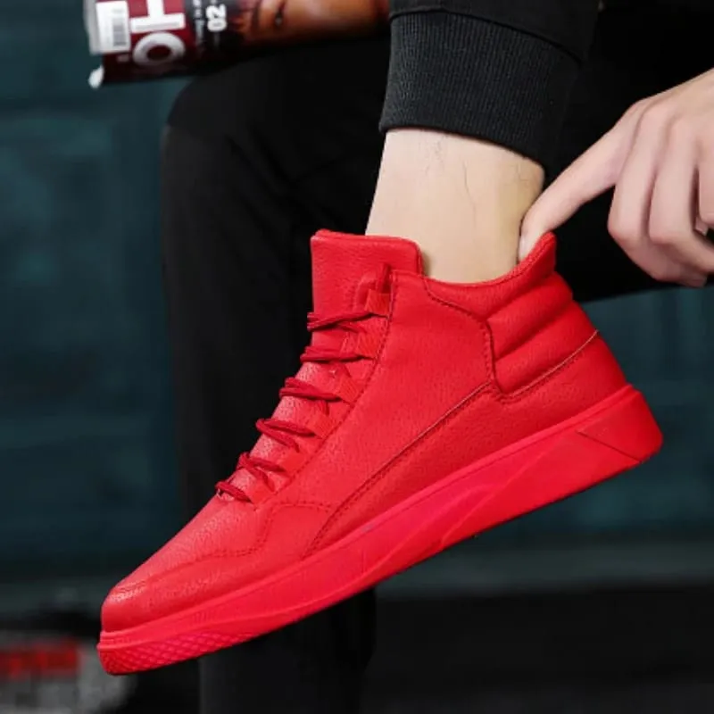 Men's Spring Fashion Comfortable Lightweight Slip-Resistant High Top Leather Sneakers — image 6
