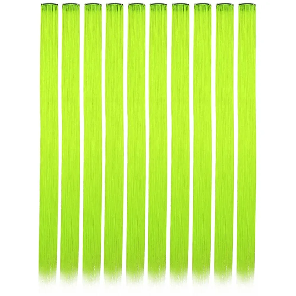 10PCS/Pack Colored Party Highlights Clip in Hair Extensions for Girls 22 Inches Omber colors Straight Hair Synthetic Hairpieces — image 10
