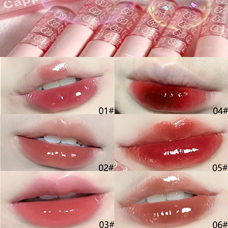 1PC Mirror Water Lip Gloss Cherry Pink Transparent Waterproof Long Lasting Moisturizing Nude Clear Tint Glass Lips Oil Makeup — image 3