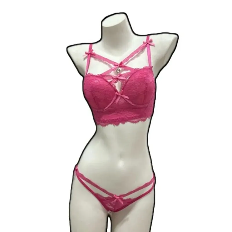 Biustonosz koronkowy Pure Desire dla pań Uroczy wisiorek w kształcie serca Push-Up podkreślający biust Ponętny komplet bielizny S-XL 32-38AB — image 10