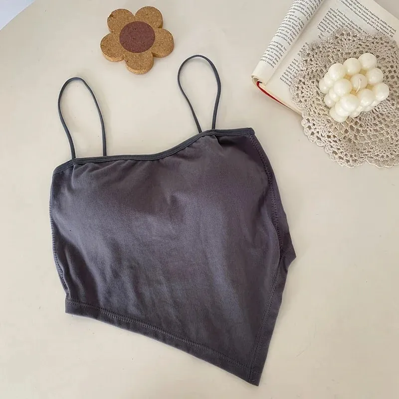 Knitted Binder Chest Woman Tank Tops Spaghetti Strap Corset Crop Camis With Built in Bras Korean Fashion Woman Tanks Camisole — image 17