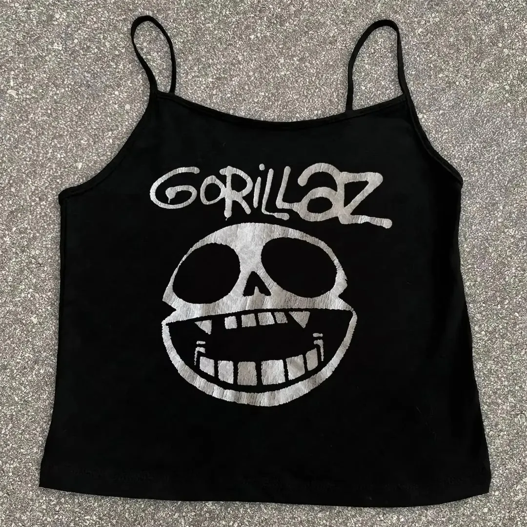 Vrouwen Gothic Spinnenweb Print Cami Tank Top Mouwloos Spaghetti Band Y2K Slim Cropped Hemdje Dark Punk Streetwear Tops — image 4