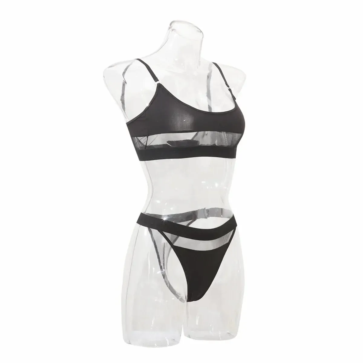 Women Sexy lingerie Set Patchwork Seethrough Mesh Nightwear Sleep Thongs Underwear Valentine's Sets Gathered Pajamas — image 2