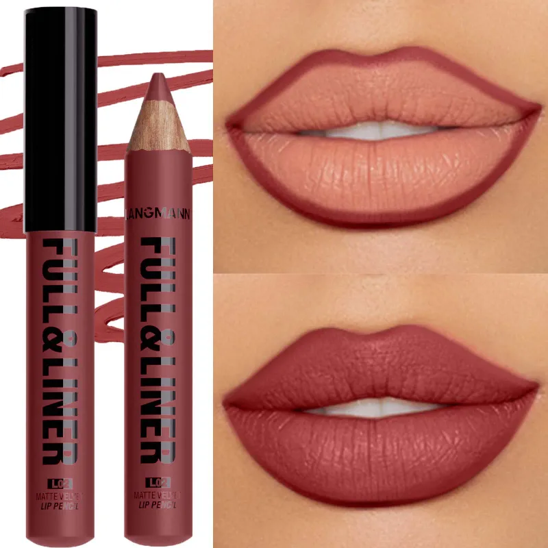 Waterproof Matte Lipliner Pencil Brown Contour Tint Lipstick Pen Long Lasting 12 Color Wooden Lip Liner Pencil Full-lip Makeup — image 8